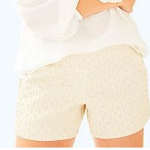 Lilly Pulitzer MAKENNA COCKTAIL SHORT GOLD METALLIC DOTTED JACQUARD - Picture 1 of 16